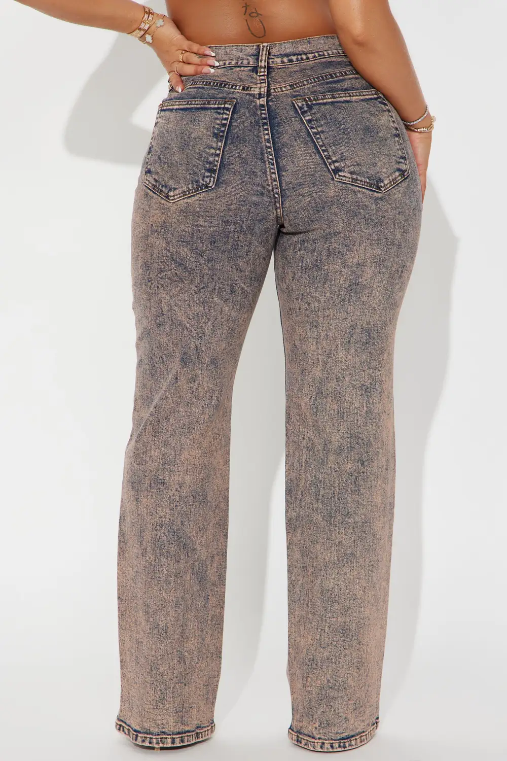 Show You Off Acid Wash Stretch Straight Leg Jeans - Rust