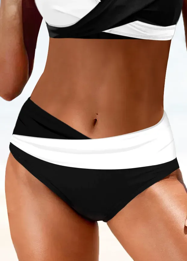 Tie Back Black Contrast Bikini Top
