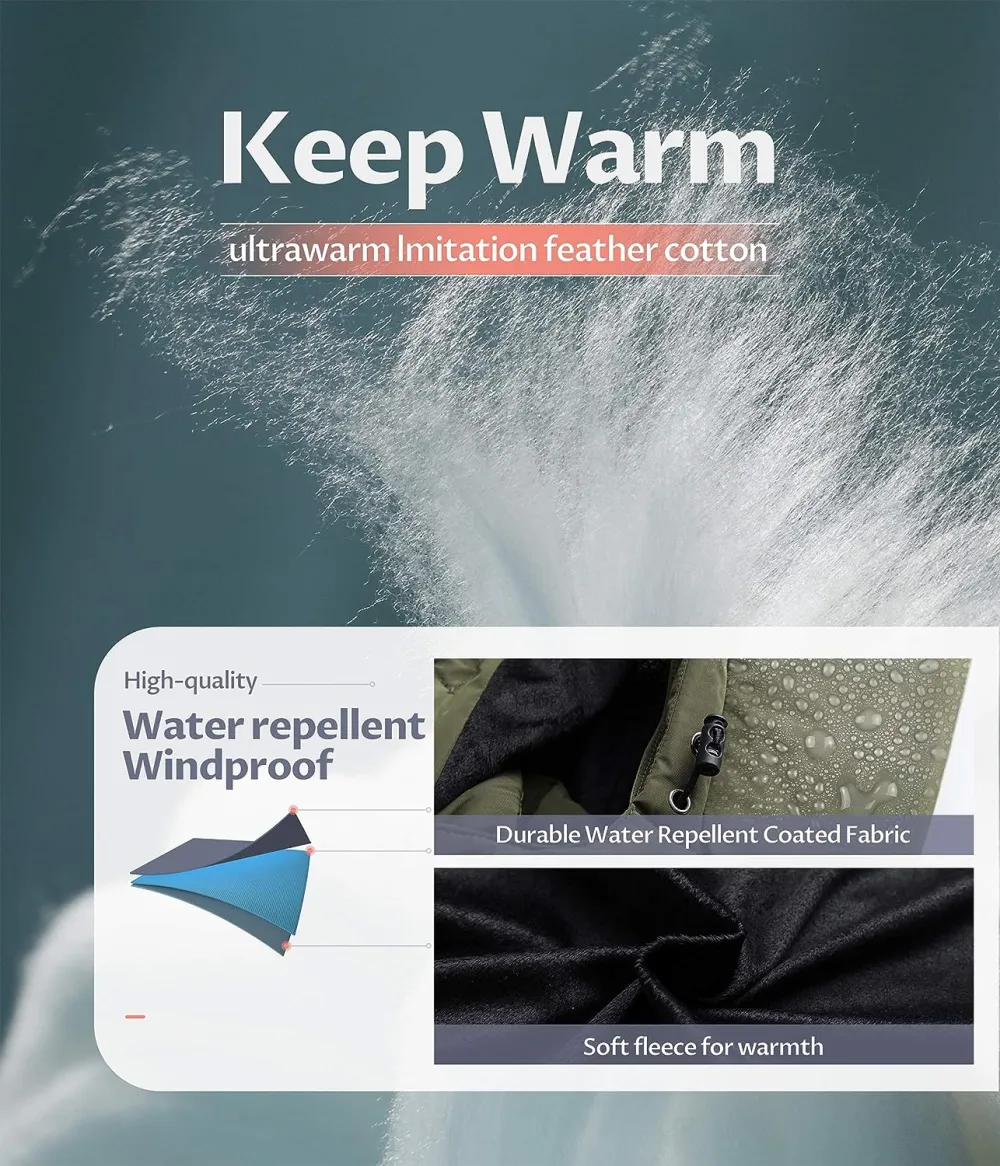 US Women's Winter Hooded Coat Waterproof Warm Long Puffer Jacket Parka