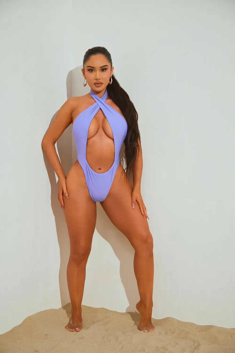 Sandy Tans Thong Sunsuit - Purple
