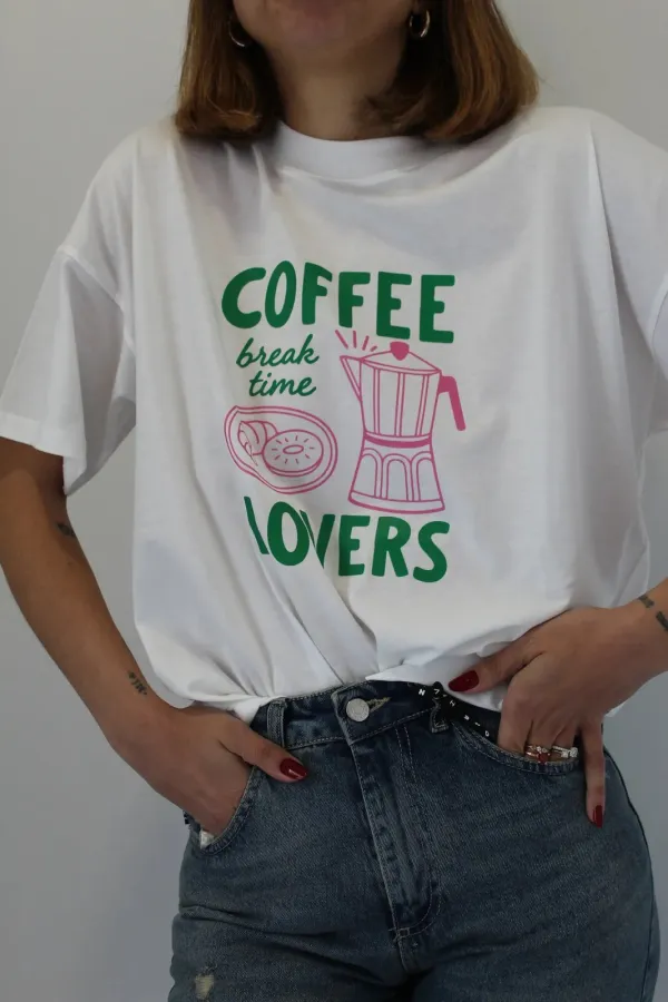 Light Drape Graphic Crewneck Cotton Tee Shape