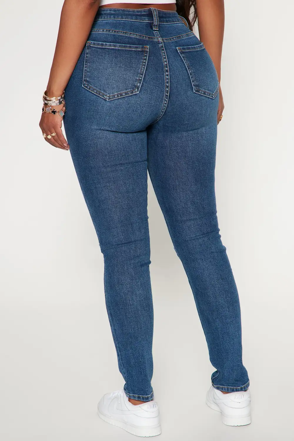 Lots Of Love Ripped Skinny Jeans - Dark Wash