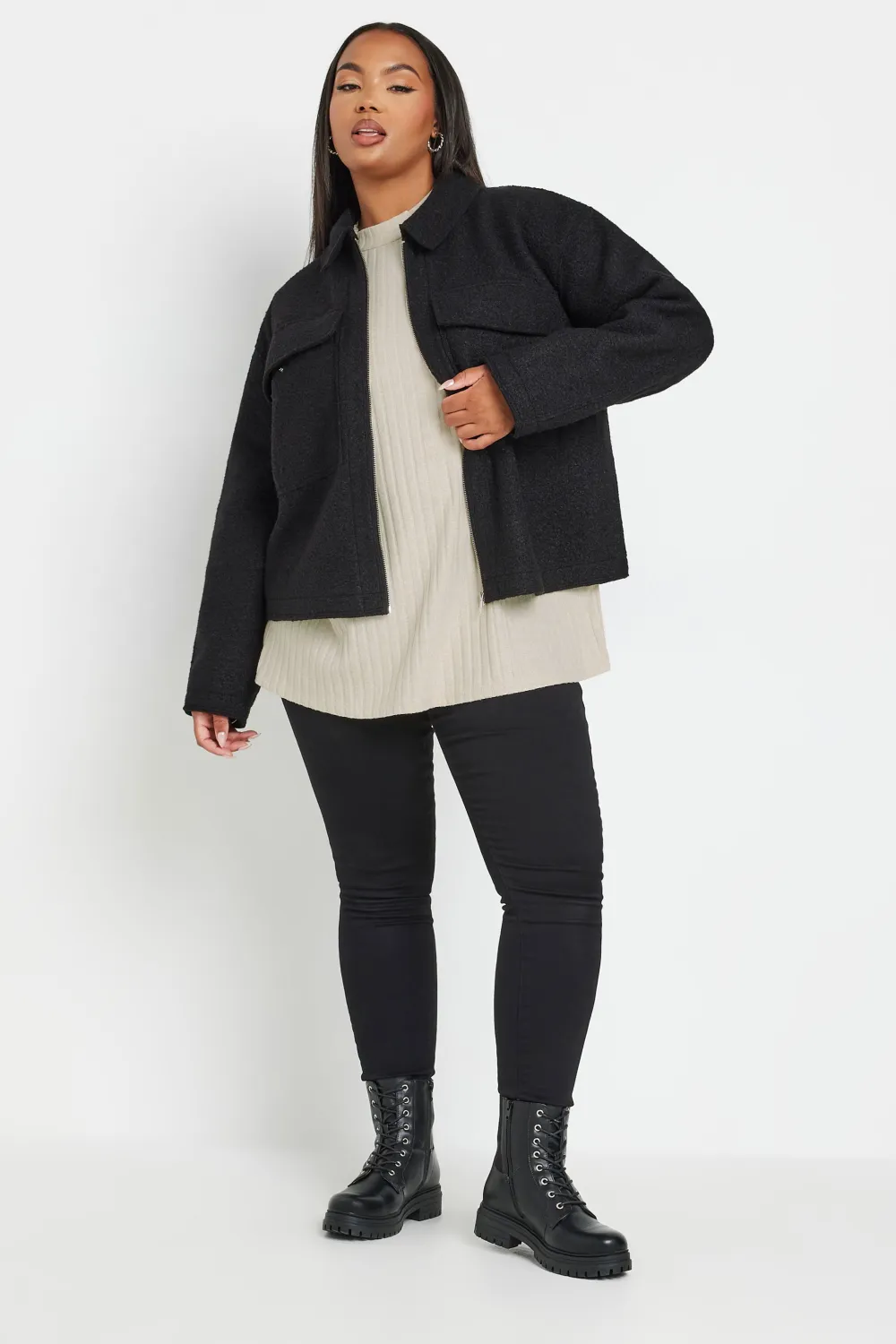 YOURS Curve Charcoal Grey Ribbed Jumper