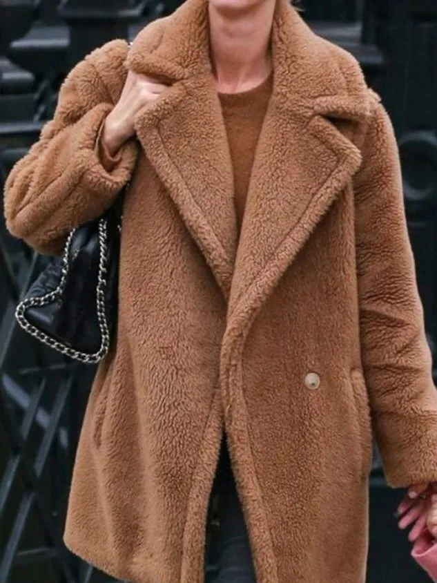 Loose Casual Shawl Collar Teddy Jacket