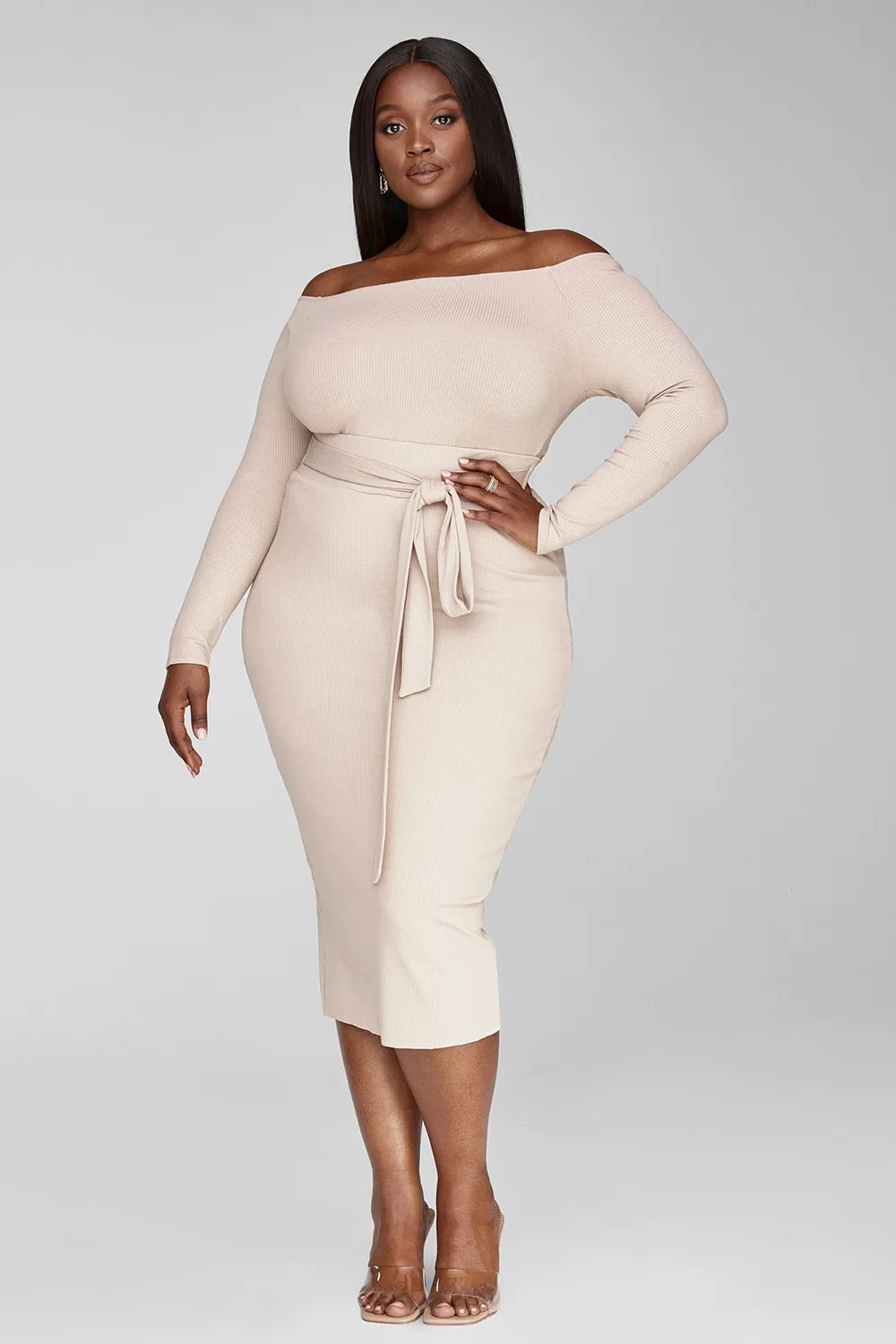 Off The Shoulder Rib Knit Top