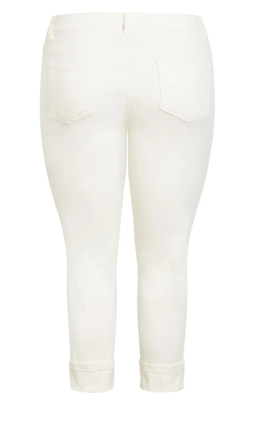 Evans White Embroidered Turn Up Denim Crop