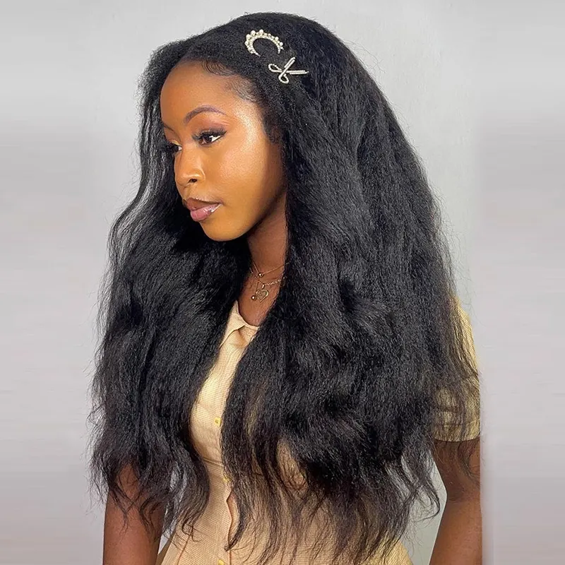 Affordable Glueless 7×6 Lace Kinky Straight Human Hair Wig Sterly Hair