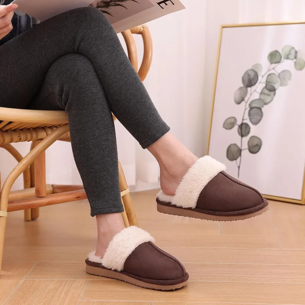 Women's Fuzzy Memory Foam Slippers Fluffy Winter House Shoes Indoor and Outdoor