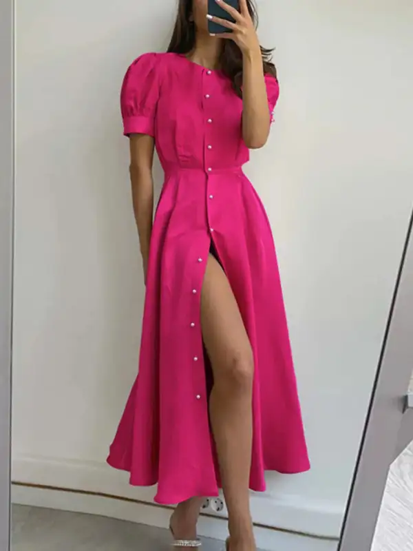 Button Front A-Line Dress
