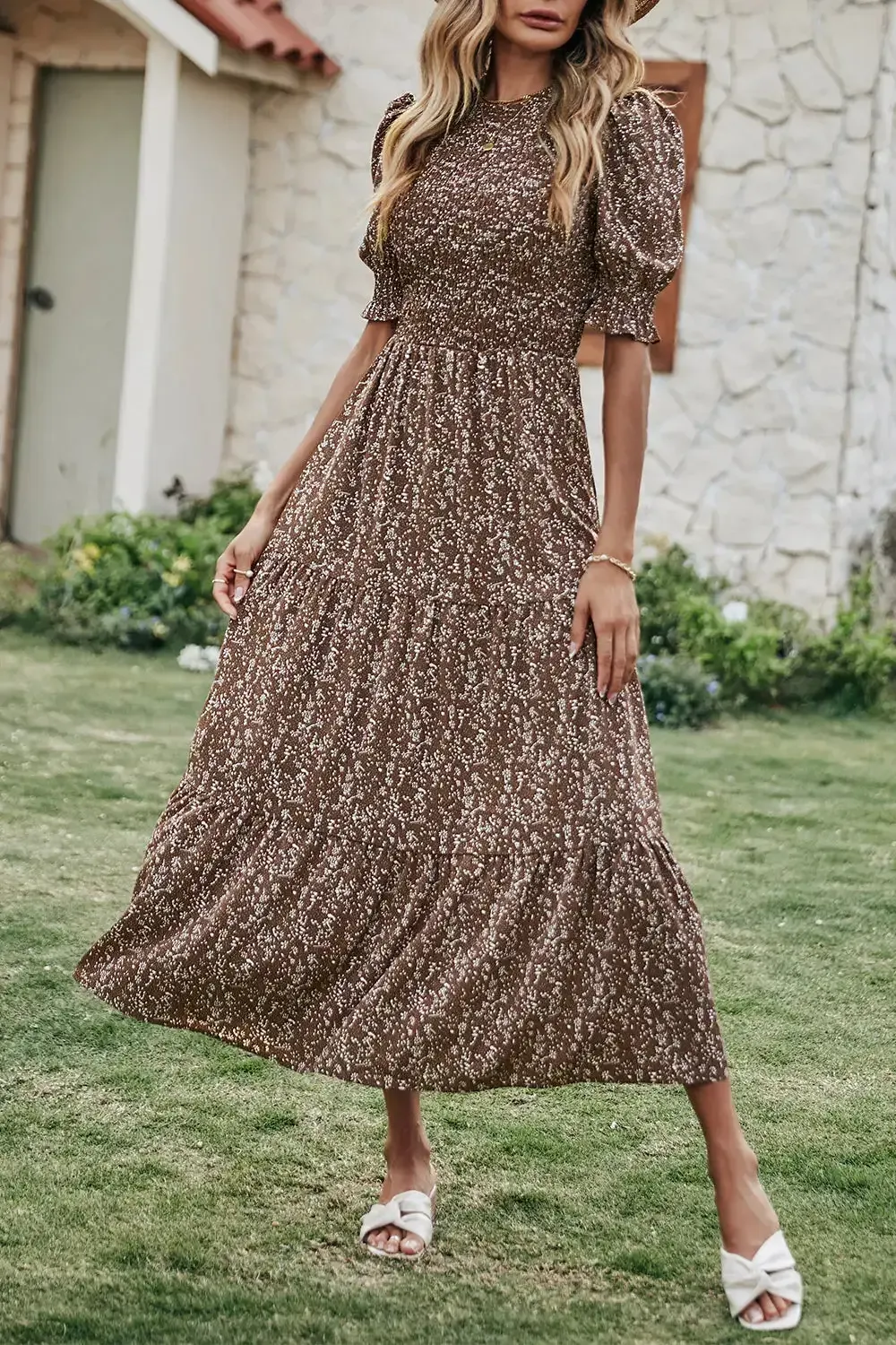 Summer Ruffle Bohemian Tiered Smocked Maxi Dress