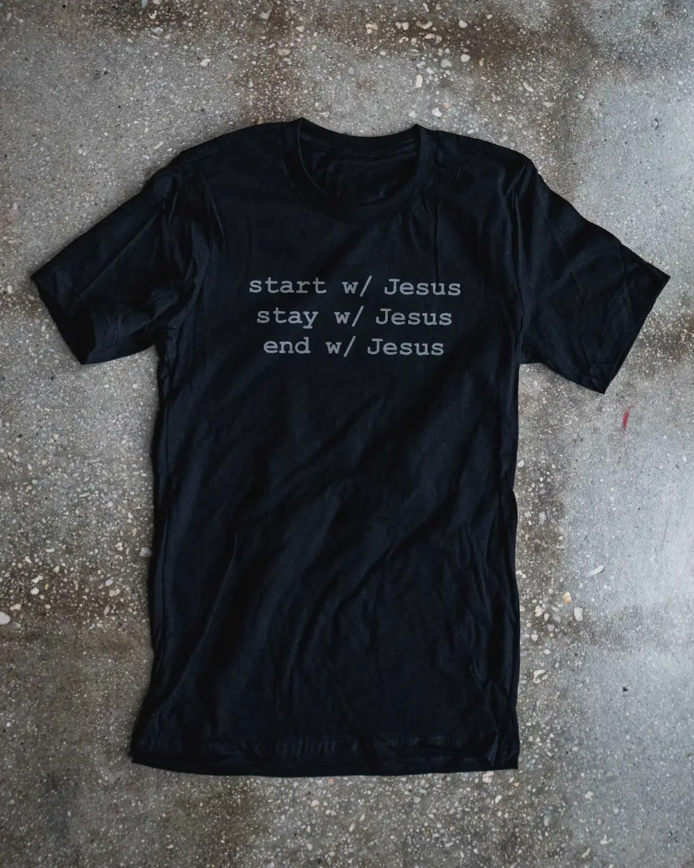 Start, Stay, End, W/ Jesus Adult Box T-Shirt