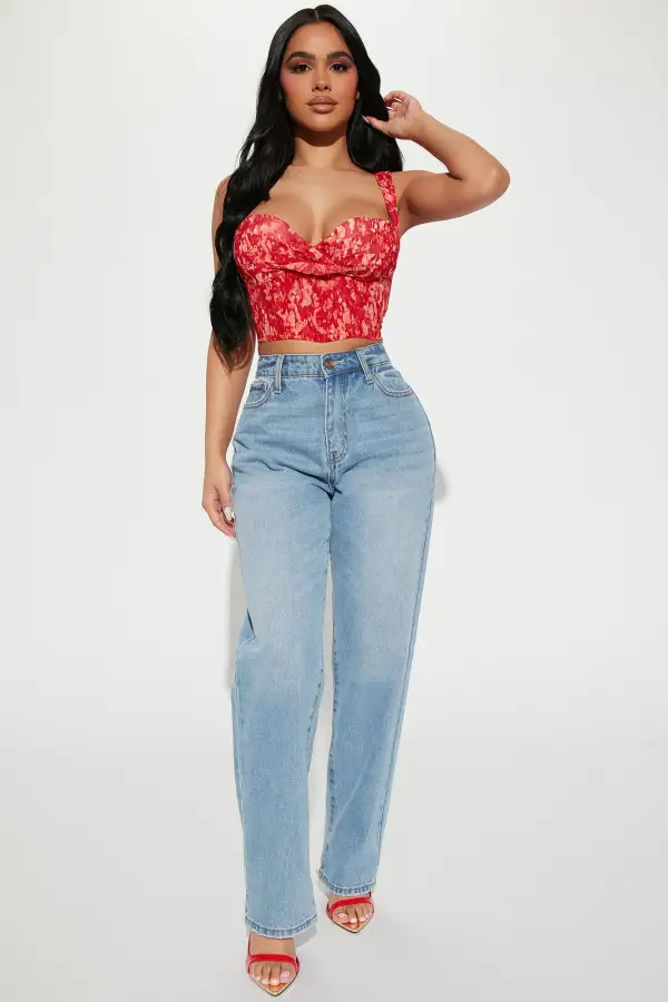 Best Of Me Floral Corset Top - Red/combo