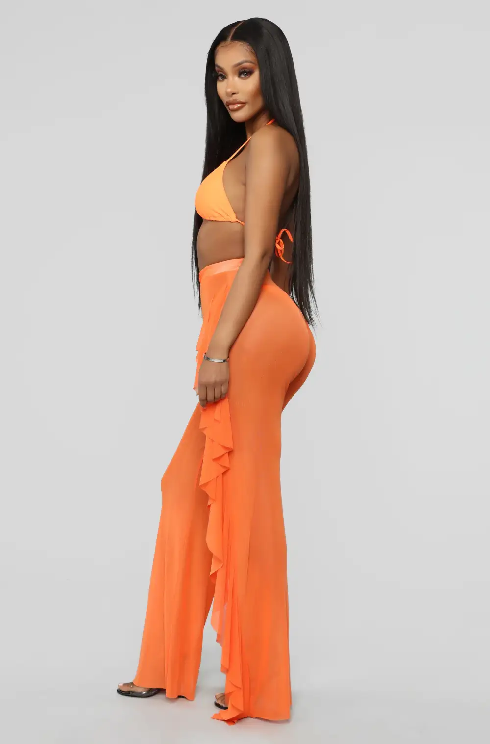 Sunshine See Through Cover Up Pant - Orange