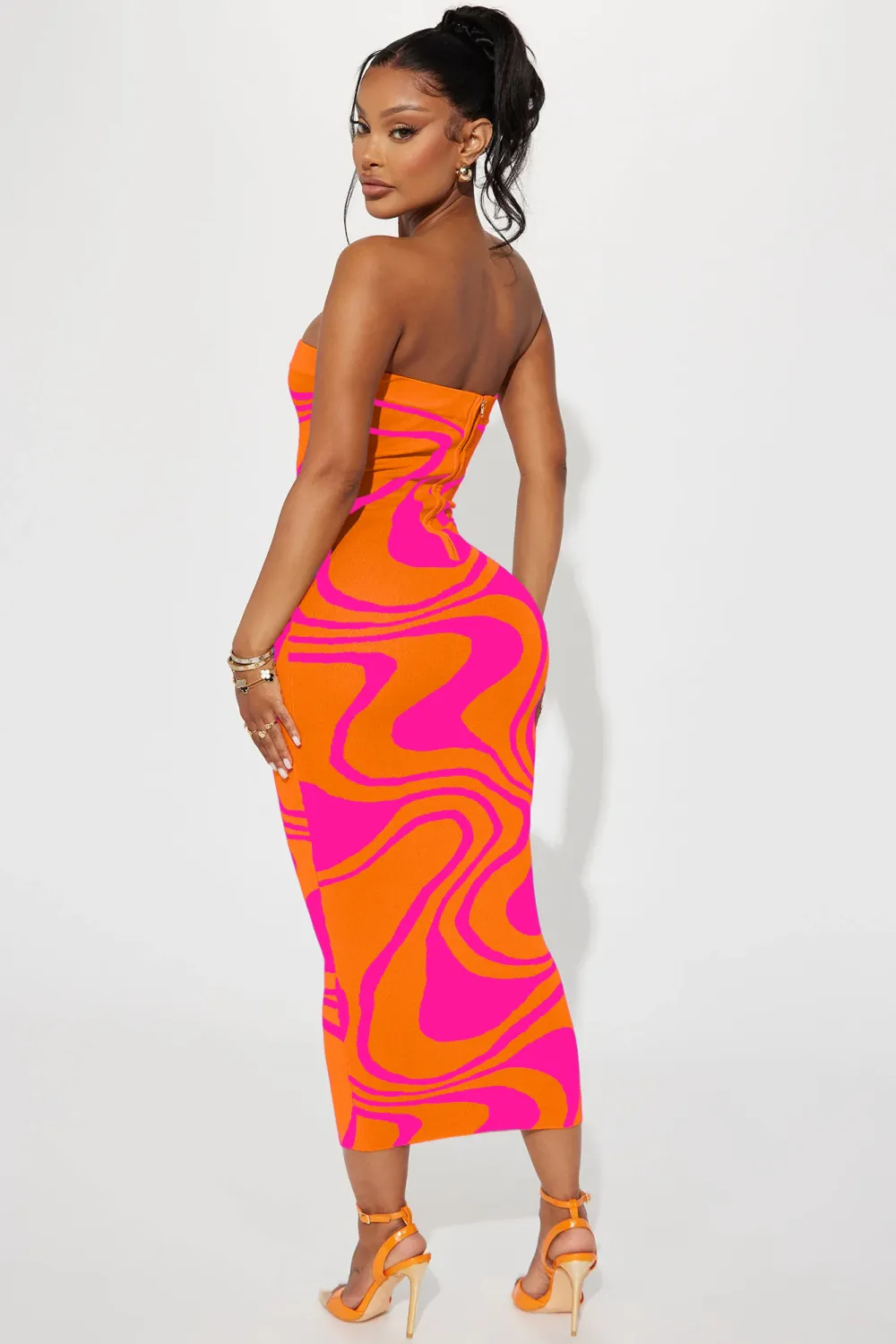 Breezy Knit Maxi Dress - Reddish Orange/combo