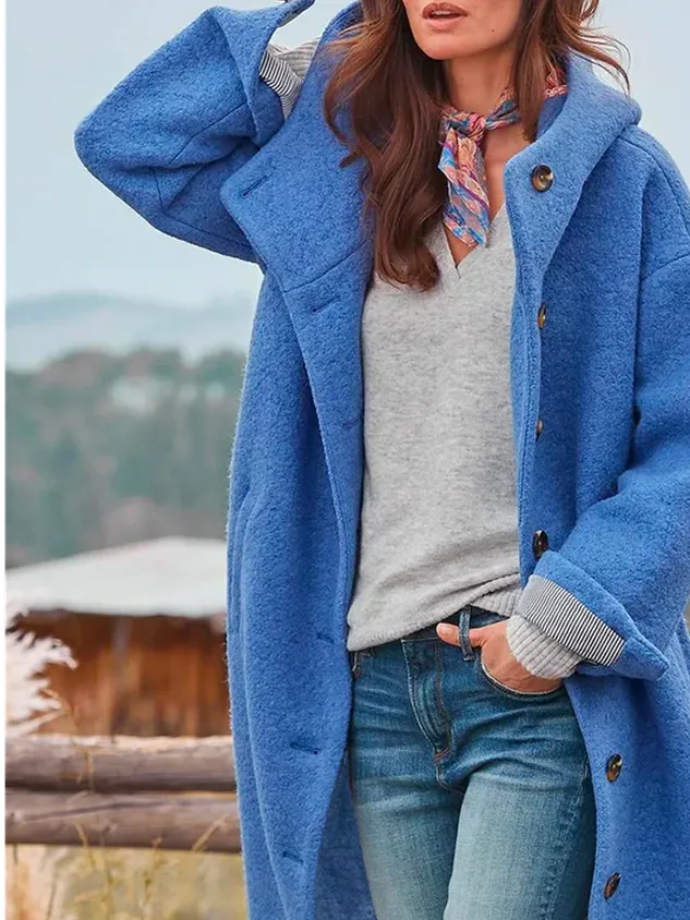 Woolen Hoodie Casual Overcoat