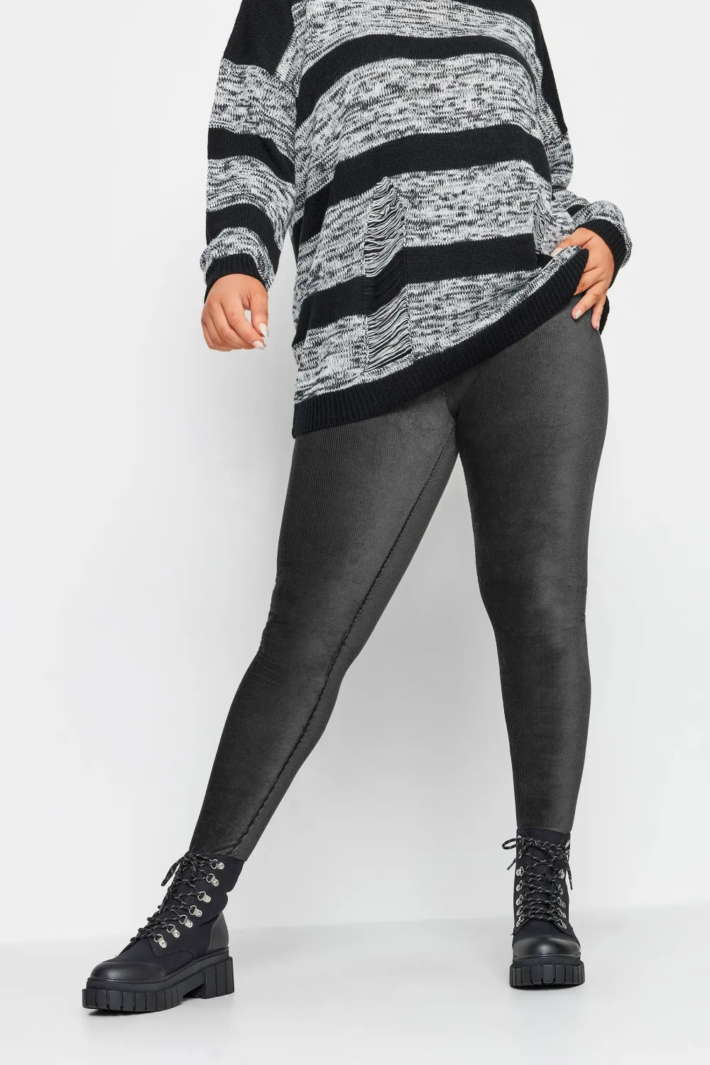 YOURS Curve Chocolate Brown Cord Stretch Leggings