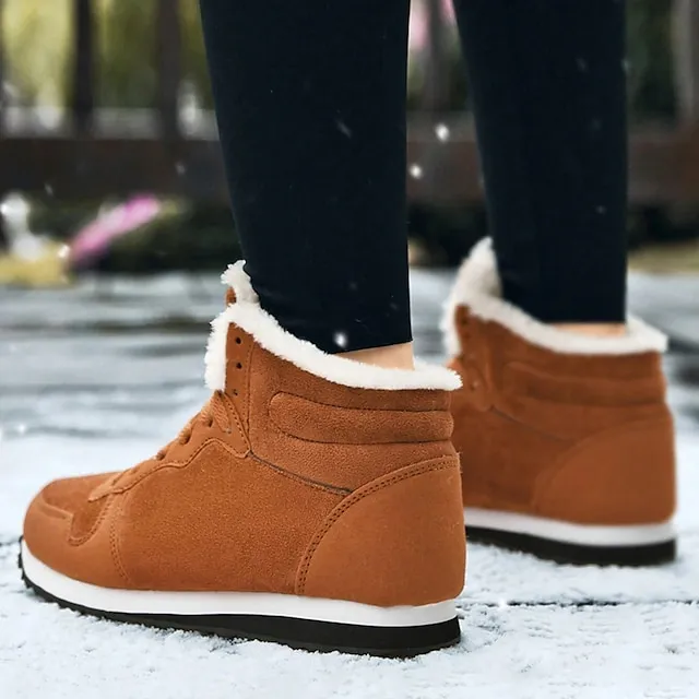 Women's Sneakers Boots Snow Boots Plus Size Comfort Shoes Outdoor Work Daily Flat Heel Round Toe Fashion Sporty Classic Running Walking Faux Suede Lace-up Solid Color