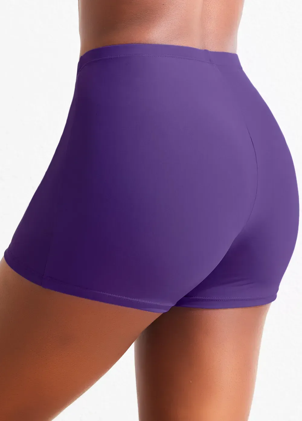 Black Mid Waisted Elastic Detail Swimwear Shorts