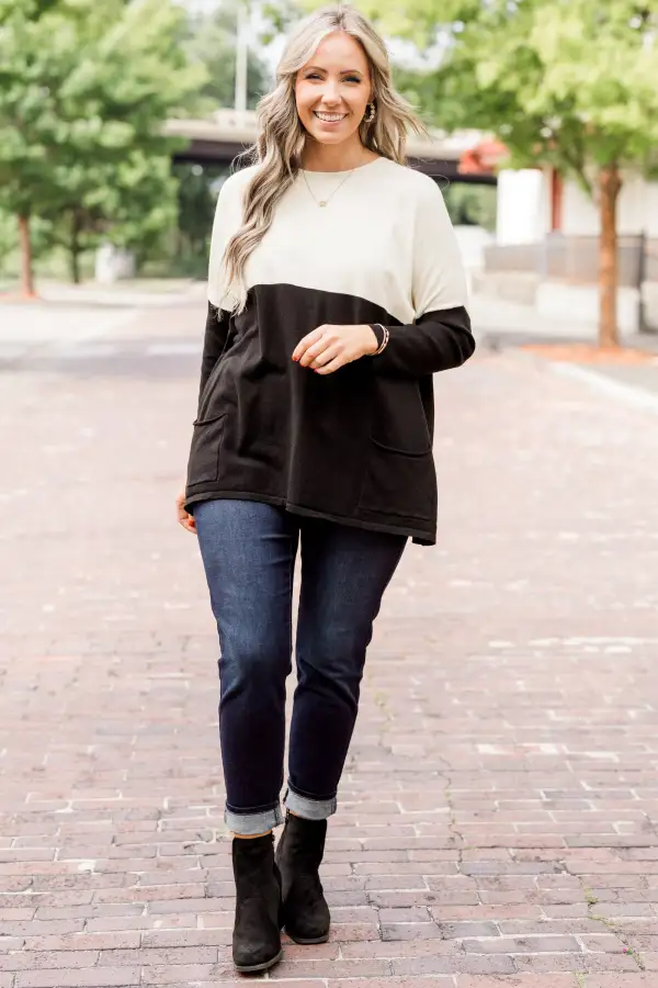 All That You Are Sweater, Ivory-Black