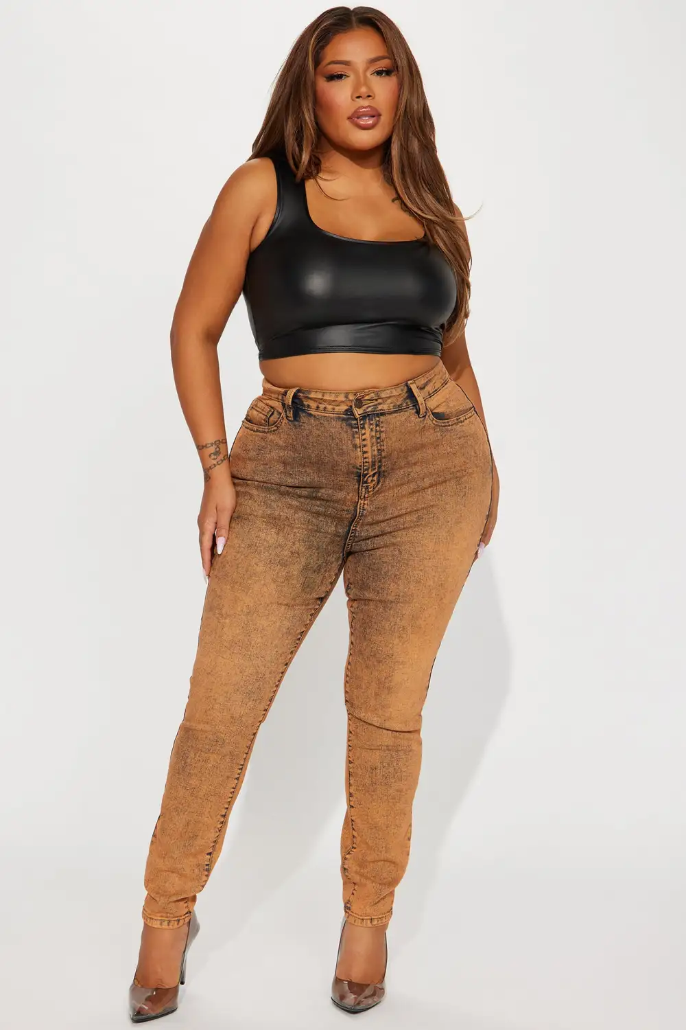 It's Giving High Stretch Curvy Skinny Jeans - Orange
