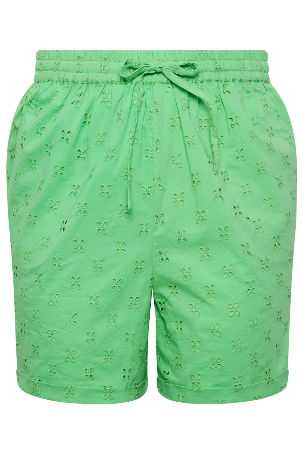 YOURS Curve Green Broderie Anglaise Shorts