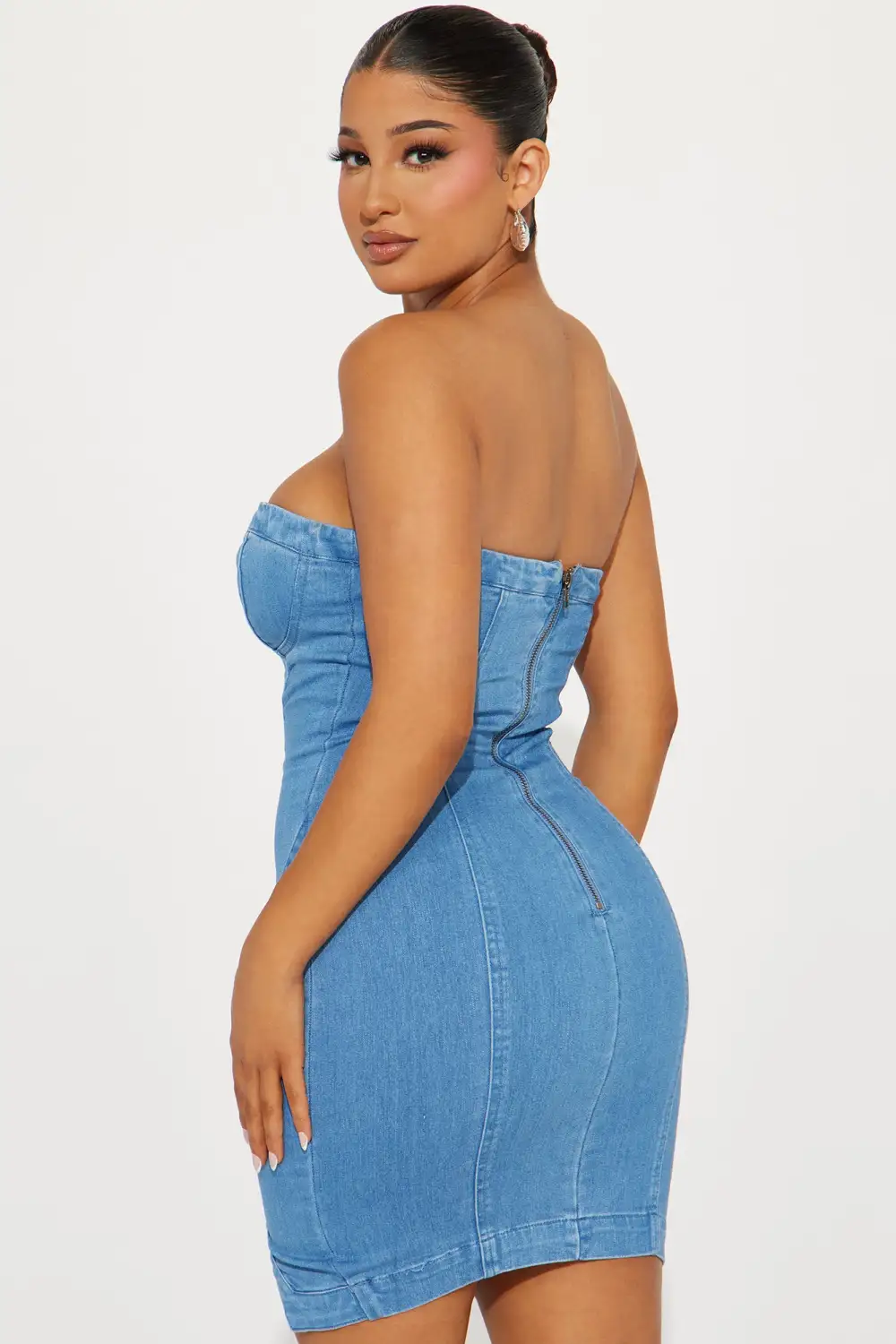 Lunette Denim Mini Dress - Medium Wash