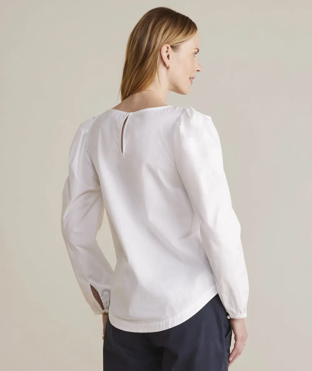 Poplin Puff-Sleeve Top