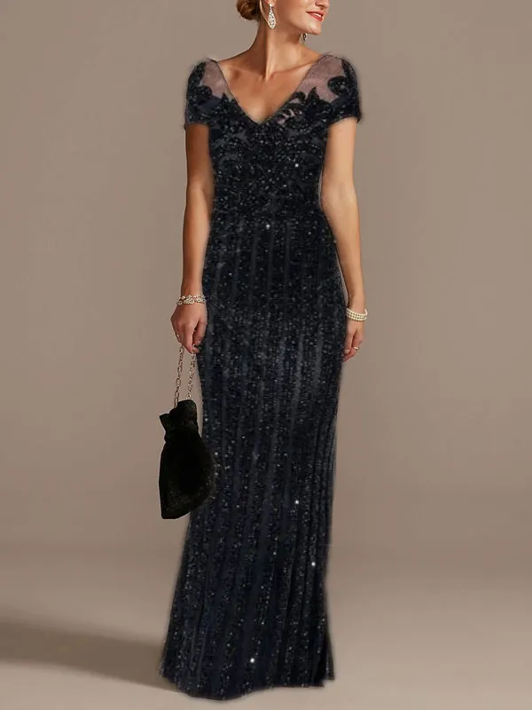 Delicate lace sequin see-through women's dress