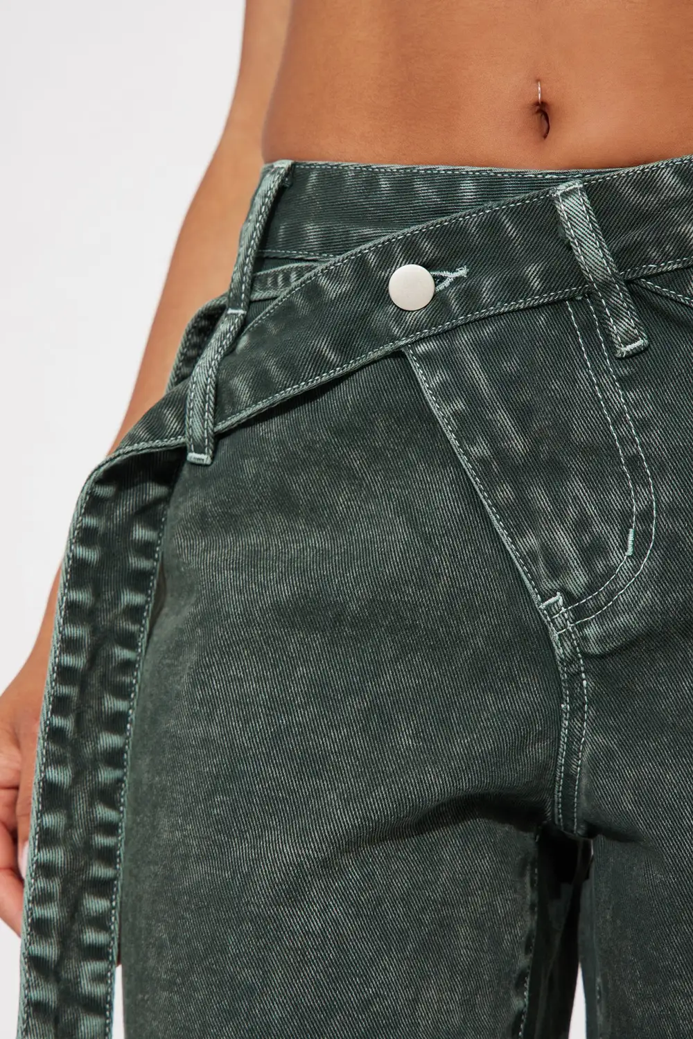 In The Archive Acid Wash Straight Leg Jeans - Olive
