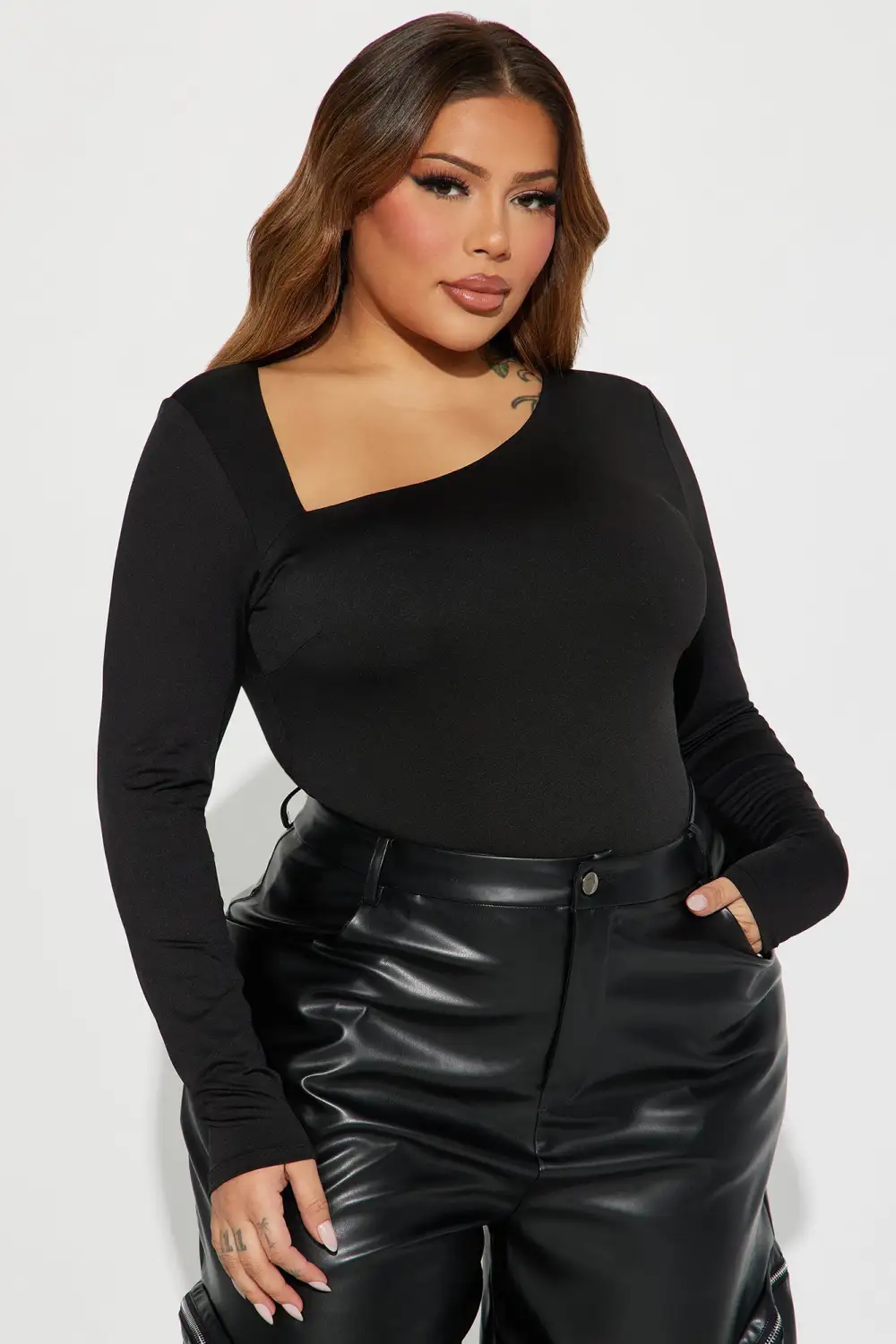 Melina Long Sleeve Bodysuit - Black