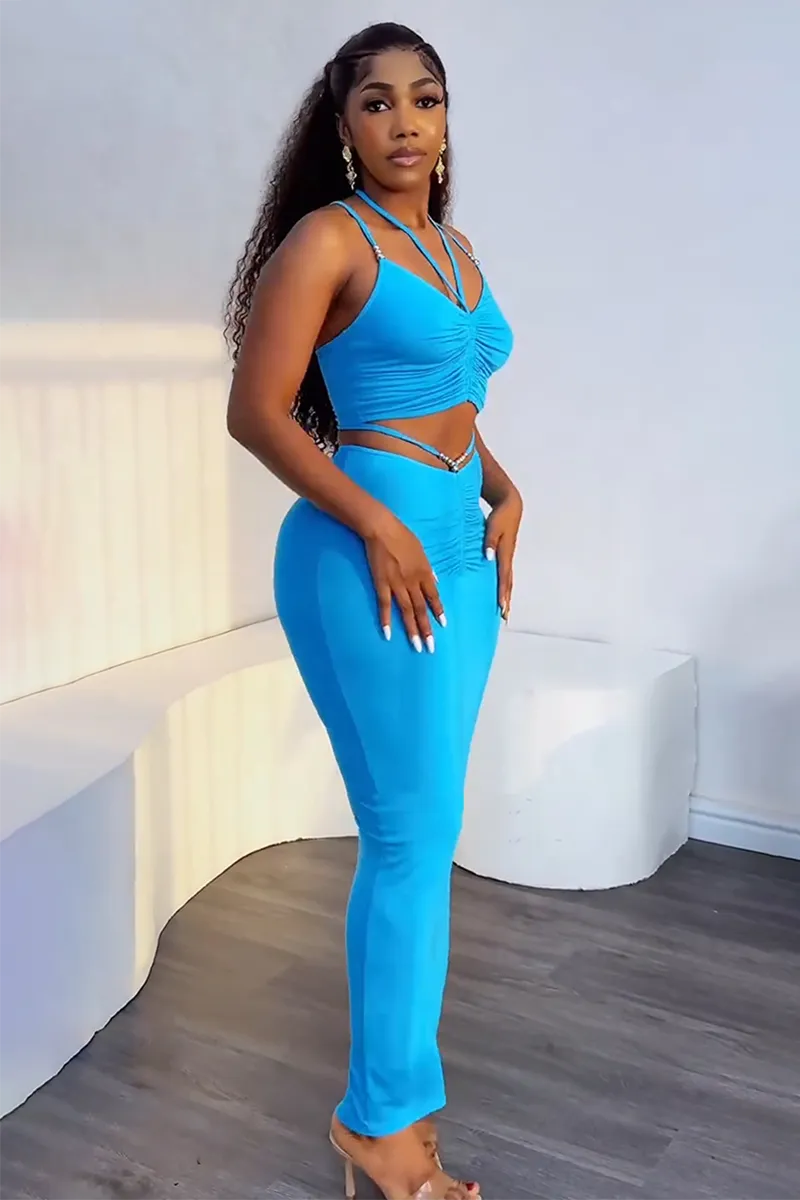 Ruched Crop Cami Bodcyon Maxi Skirt Matching Set
