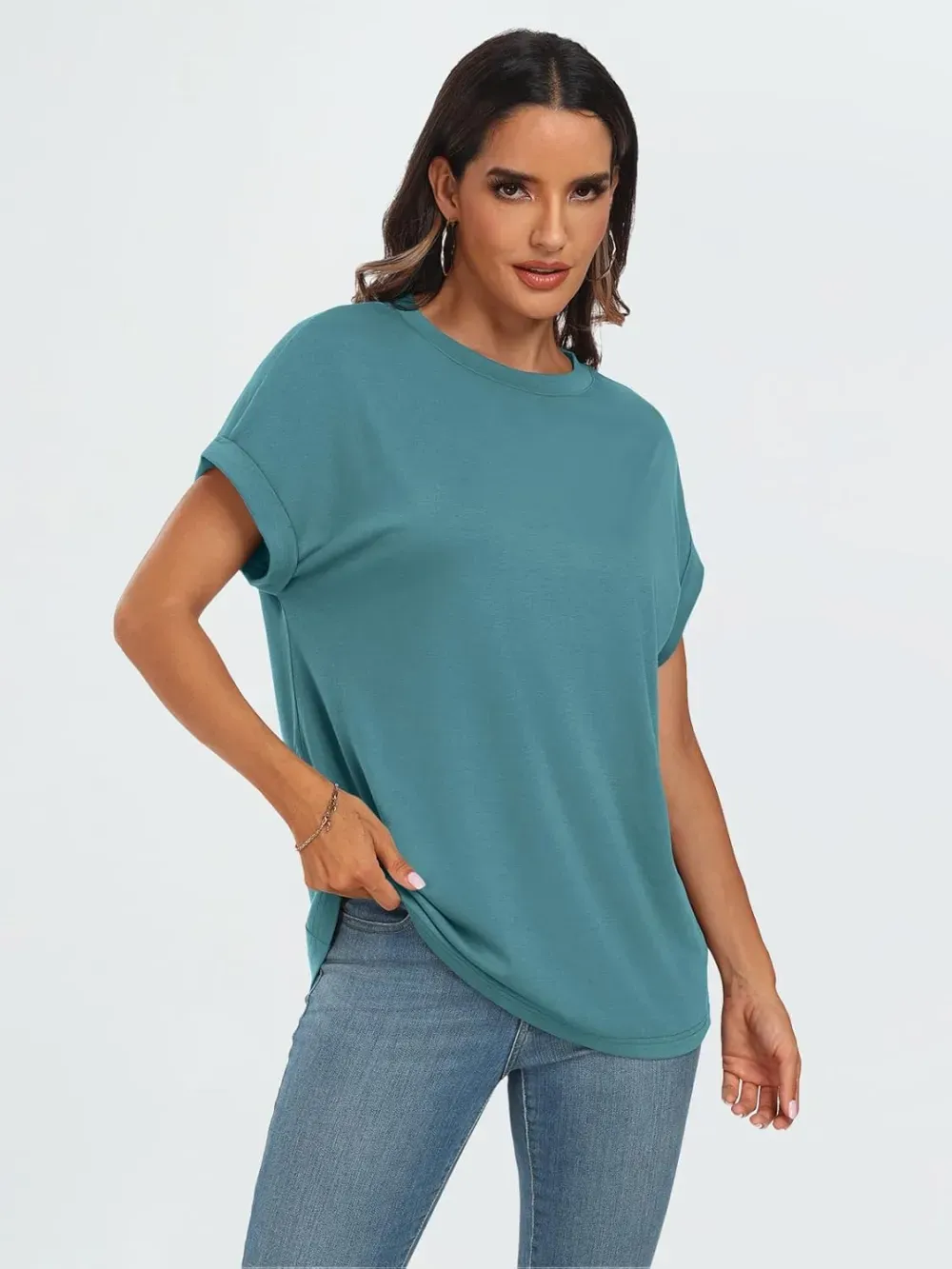 AUTOMET Women Tops Casual Basic T Shirts Loose Fit Crewneck Short Sleeve Summer Outfits