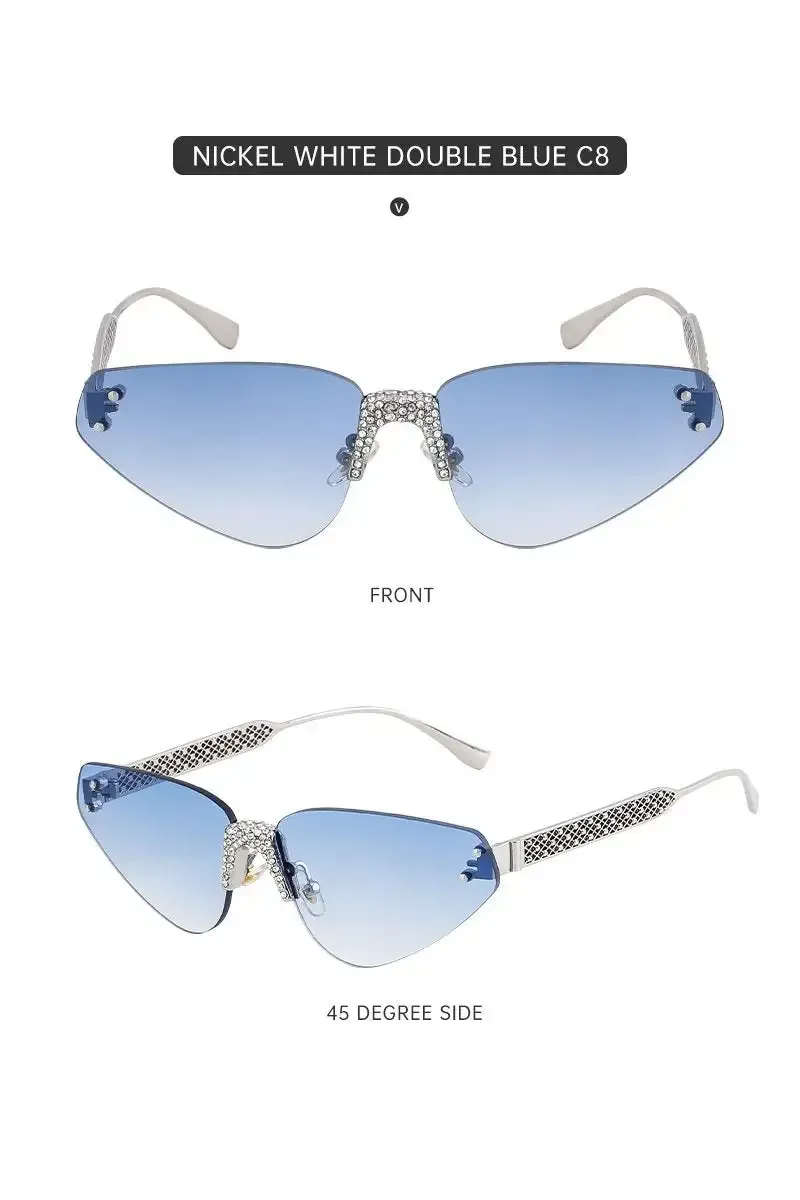 Women's Fashionable Frameless Sunglasses with Diamonds