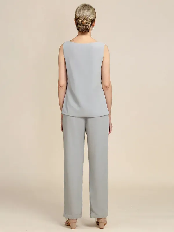 Round Neck Printed Vest Top Trousers Three-piece Suit