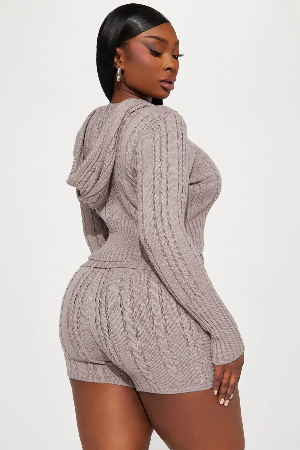 Soft Energy Sweater Short Set - Stone