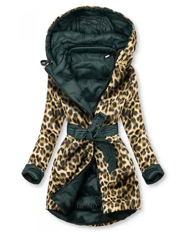 Ladies double wear leopard print parka coat