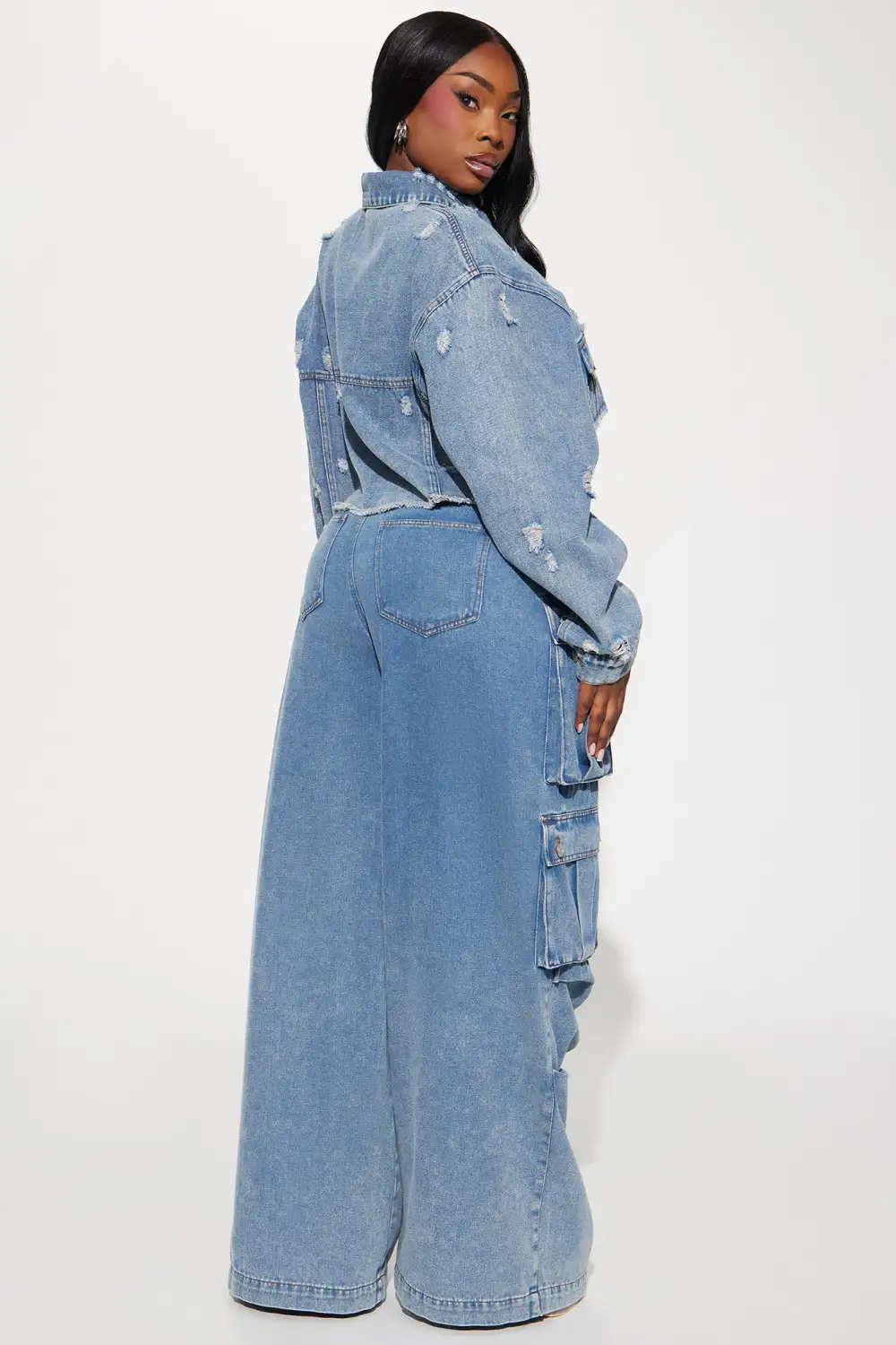 Just Between Us Denim Pant Set - Blue