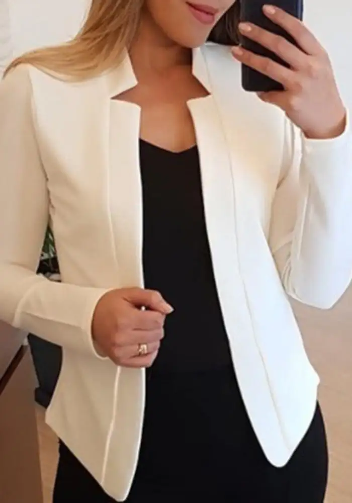 Solid Split Joint Cardigan Collar Outerwear