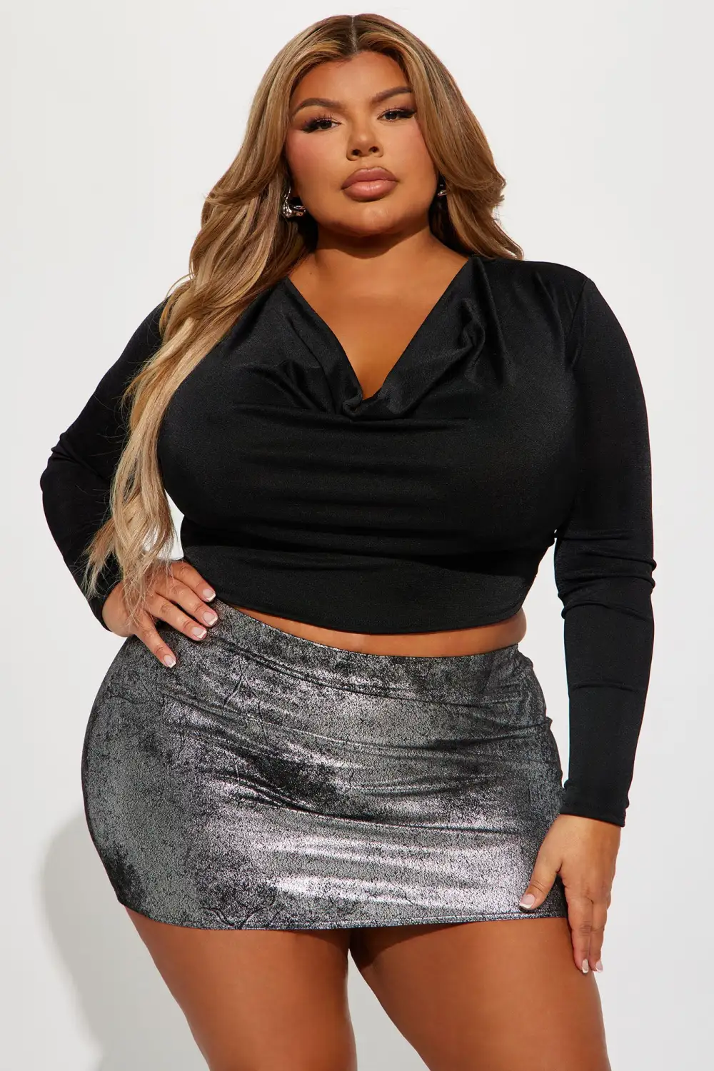 Olivia Cowl Neck Top - Black