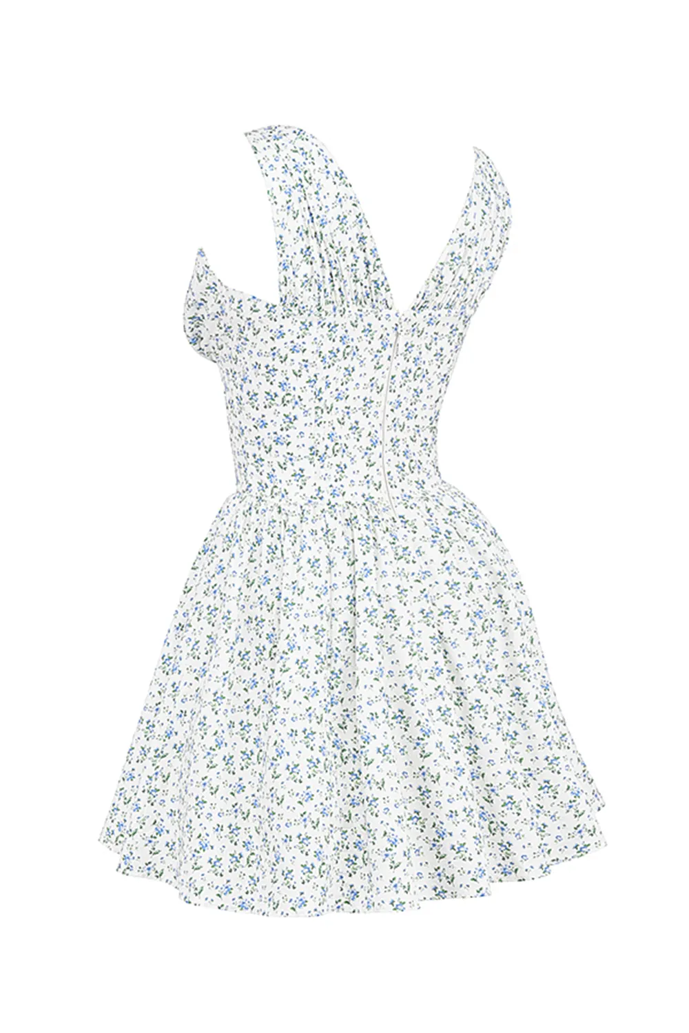 White Hyacinth Print Bustier Mini Dress