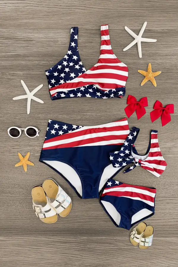 Abstract American Flag Family Swimsuits