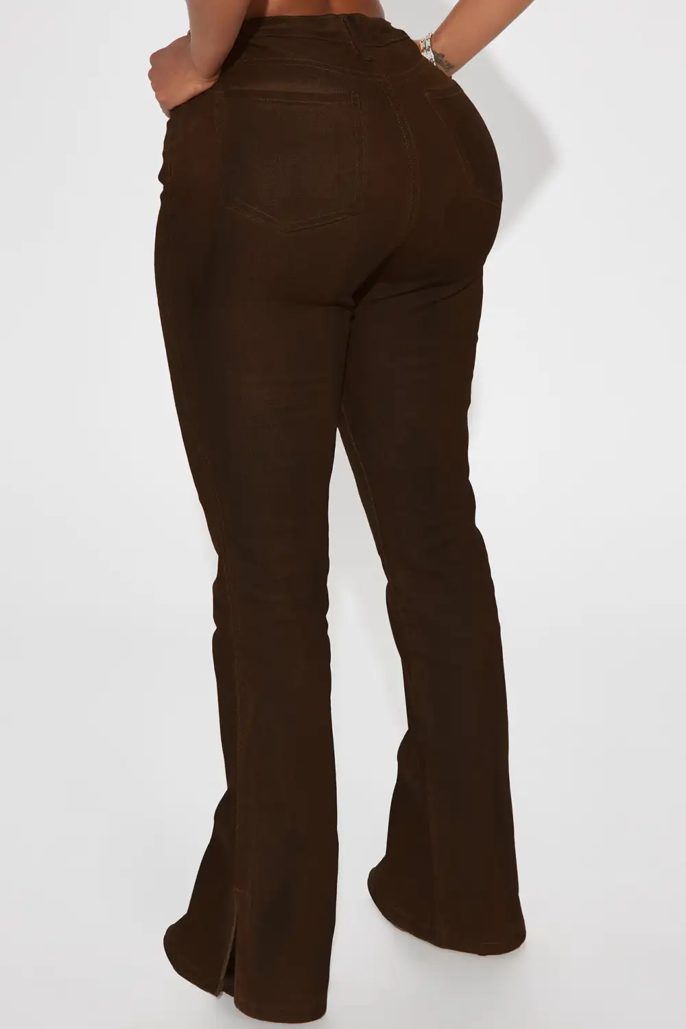Bronzed Babe Coated Bootcut Jeans - Chocolate