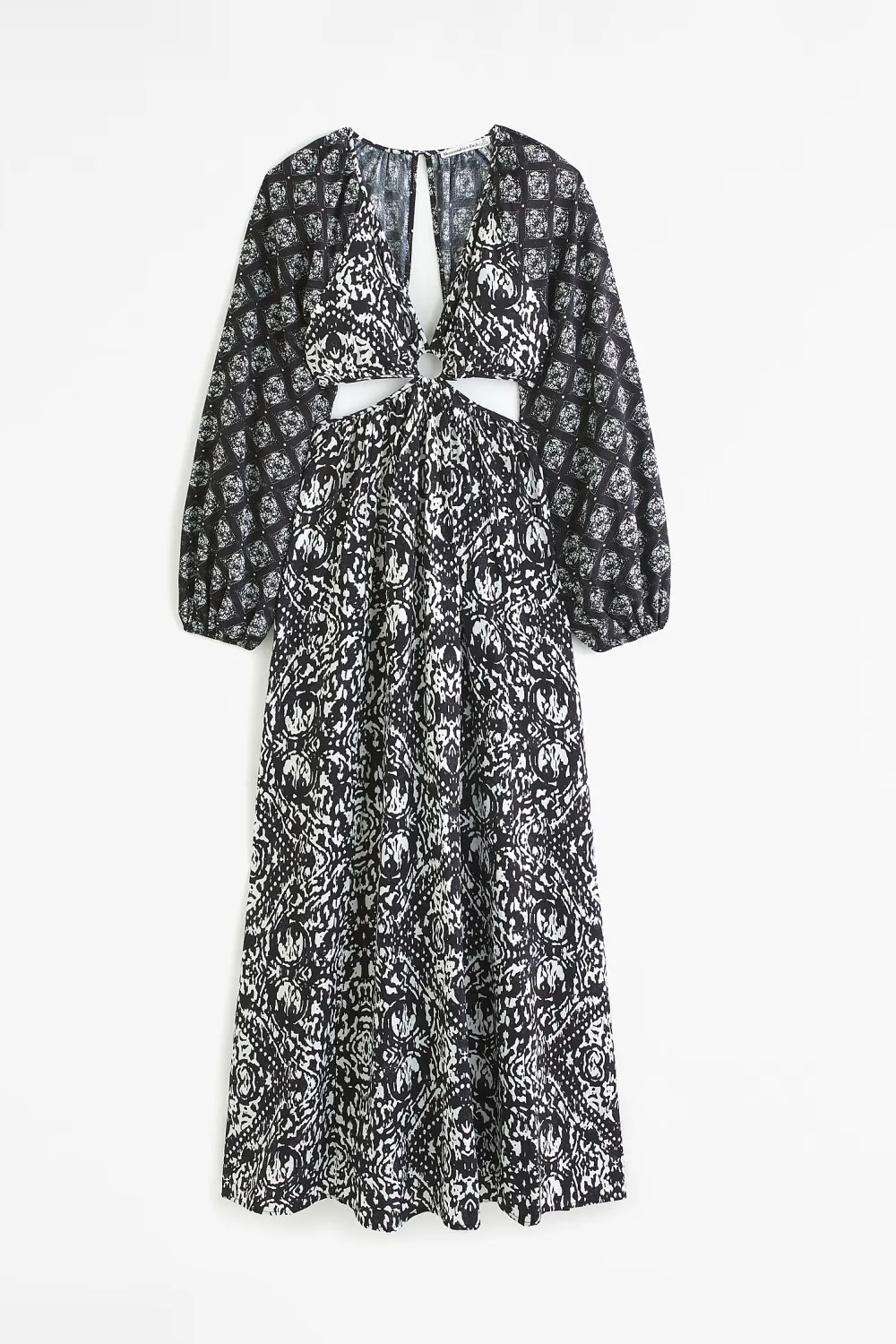 Long-Sleeve Plunge Cutout Maxi Dress