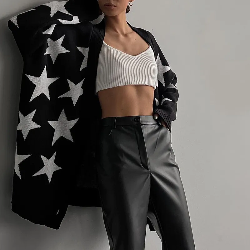 Loose Star Long Sleeve Sweater Cardigan