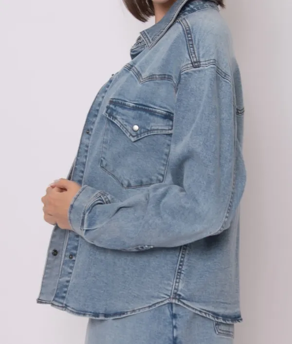 Denim Button Front Shirt Jacket