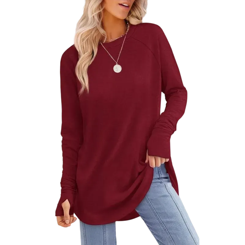 Womens Tunic Tops to Wear with Leggings Long Sleeve Thumb Hole Shirts