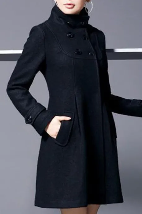 Fashion slim faux woolen casual cloak coat