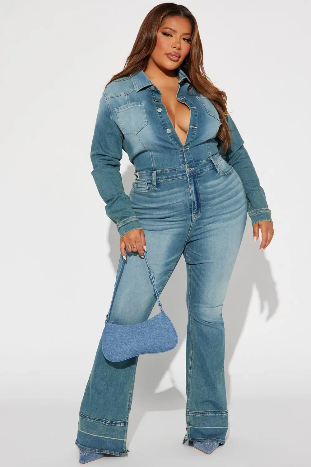 Playing Games Denim Jumpsuit - Denim