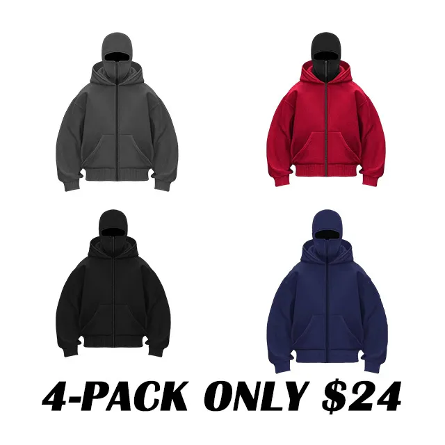 Unisex Hoodie with Built-In Eye Mask, Double Hooded Hoodie, Full Zip Hooded Sweatshirt for Cold Weather