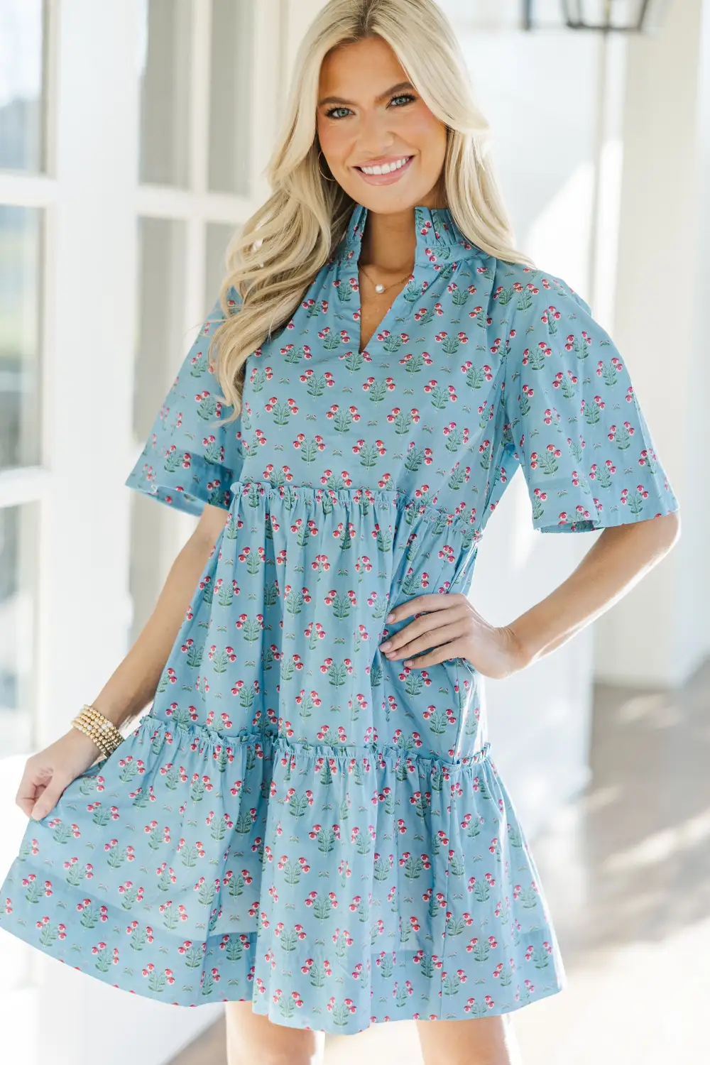 Feeling Your Best Blue Medallion Dress